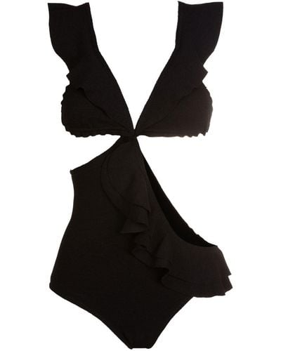 Clube Bossa Ruffled Cut-out Swimsuit - Black
