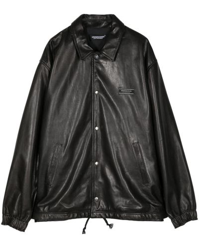 Undercover Logo-appliqué Leather Jacket - ブラック