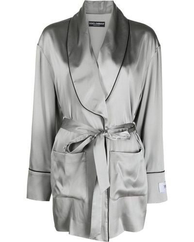 Dolce & Gabbana Belted Satin Jacket - Grey