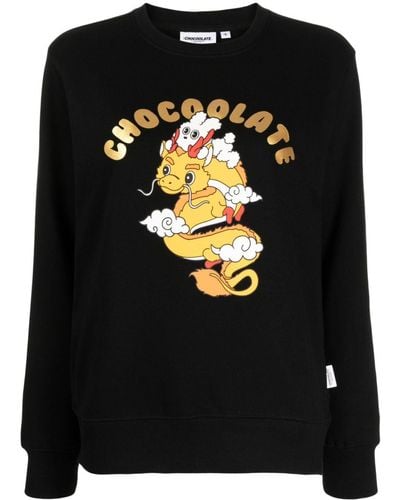 Chocoolate Sweatshirt mit grafischem Print - Schwarz