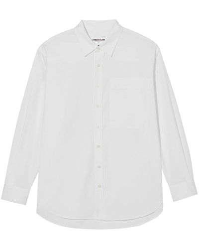 Chocoolate Logo-embroidered Poplin Shirt - White
