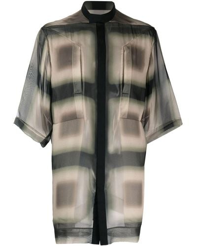 Rick Owens Semi-sheer Silk Shirt - Grey