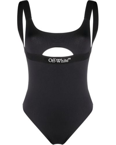 Off-White c/o Virgil Abloh Logo-print Cut-out Swimsuit - Black