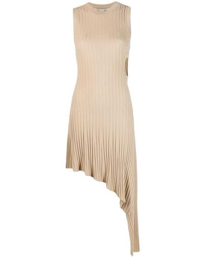 Stella McCartney Asymmetric Ribbed-knit Dress - Natural