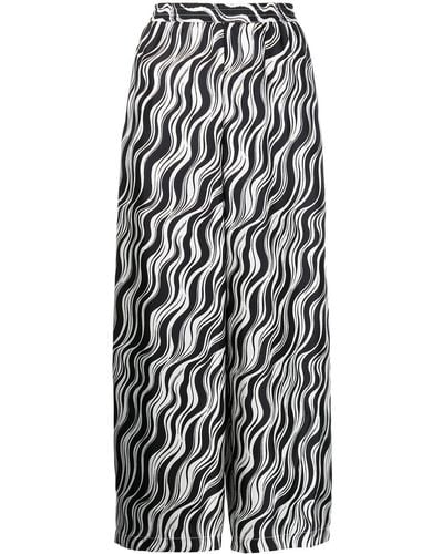 Rosetta Getty Wave-print Cropped Trousers - Black