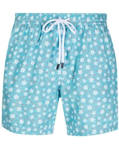 Barba Napoli Floral-print Swim Shorts - Blue