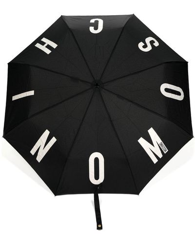 Moschino Regenschirm mit Logo-Print - Schwarz