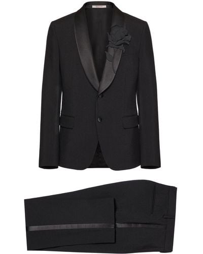 Valentino Garavani Flower-patch Dinner Suit - Black