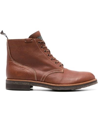 Polo Ralph Lauren Grained-texture Leather Ankle Boots - Brown