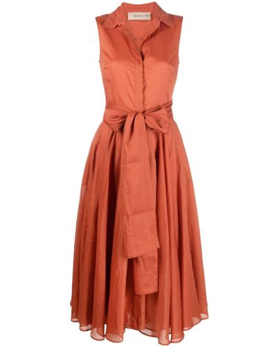 Blanca Vita Sleeveless Shirt Dress - Orange
