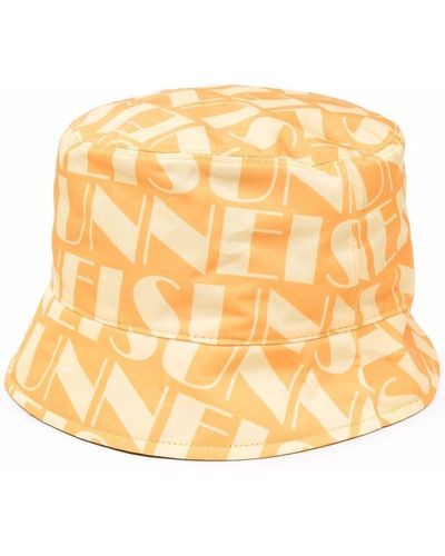 Sunnei Sombrero de pescador reversible con logo - Amarillo