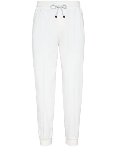 Brunello Cucinelli Tapered Cotton Track Pants - White