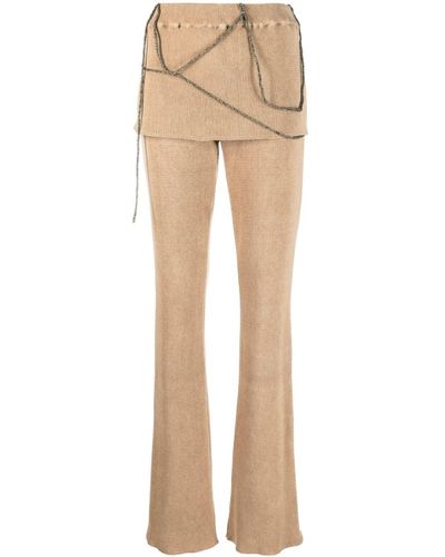 VITELLI Draped-straps Knitted Trousers - Natural