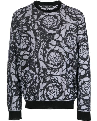 Versace Pull Barocco Silhouette - Gris