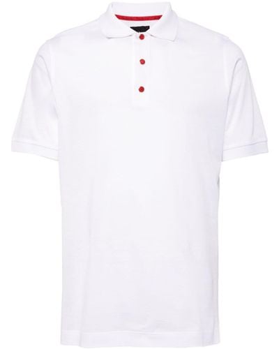 Kiton Fein gestricktes Poloshirt - Weiß