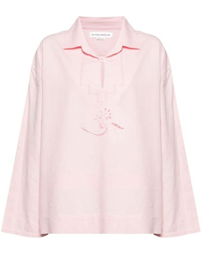Victoria Beckham Floral-motif Broderie-anglaise Blouse - Pink
