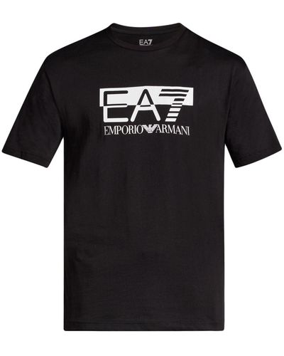 EA7 Logo-print Cotton T-shirt - Black