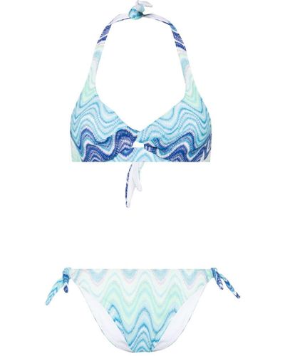 Mc2 Saint Barth Yali Wave-pattern Bikini Set - Blue