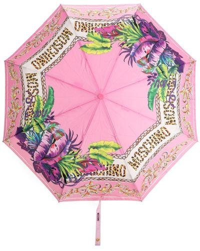 Moschino Paraguas con estampado gráfico - Rosa