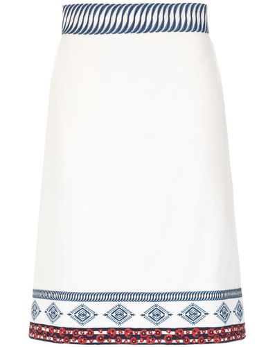 Isolda Embroidered Amelie Skirt - White