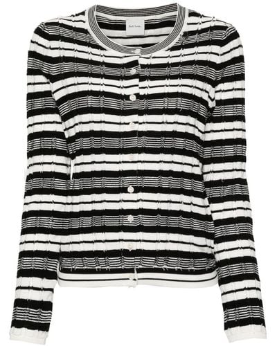 Paul Smith Striped Organic-cotton Cardigan - Black