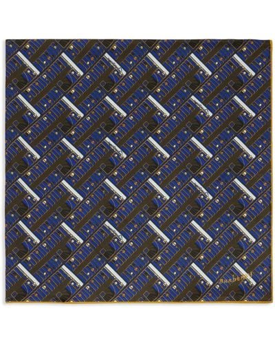 Burberry Geometric-print Silk Scarf - Blue