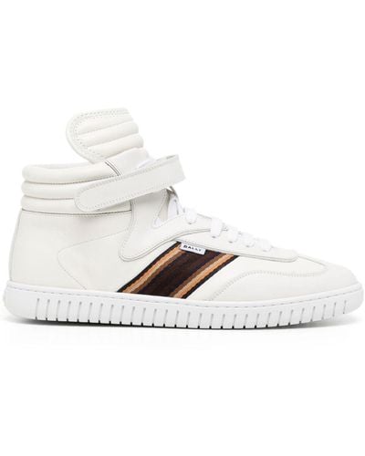 Bally Side-stripe Leather High-top Trainers - White