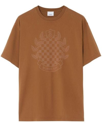 Burberry T-shirt en coton à imprimé poitrine - Marron