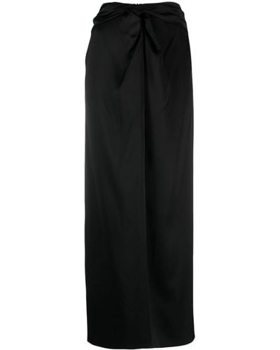 Nanushka Heida Satin Wrap Maxi Skirt - Black