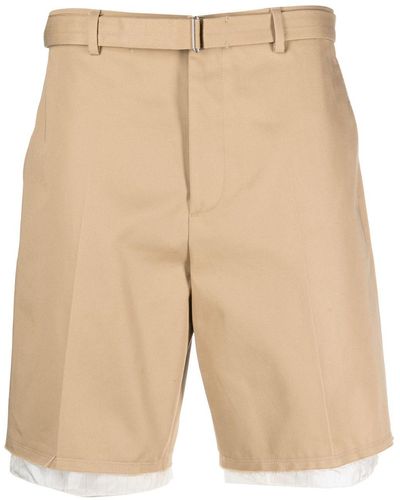 Lanvin Contrast-trim Cotton Bermuda Shorts - Natural