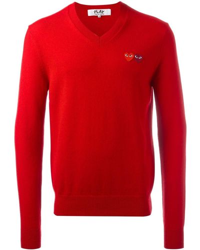 COMME DES GARÇONS PLAY Logo Patch Sweater - Red