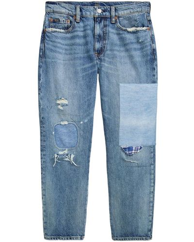 Polo Ralph Lauren Jeans patchwork a vita alta - Blu
