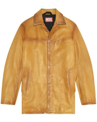 DIESEL L-nico Leather Jacket - Yellow