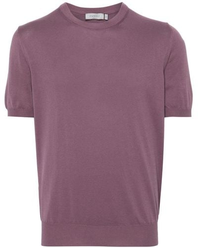 Canali Short-sleeve Fine-knit Sweater - Purple