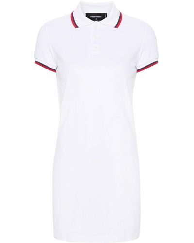 DSquared² Stripe-trim Cotton Polo Dress - White