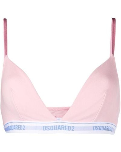 DSquared² Technicolor Logo-waistband Triangle Bra - Pink