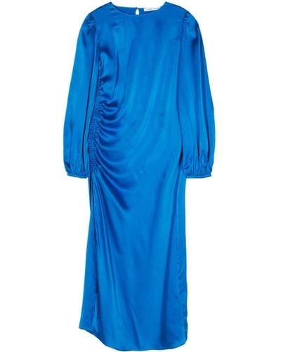 Samsøe & Samsøe Elvira Silk Midi Dress - Blue