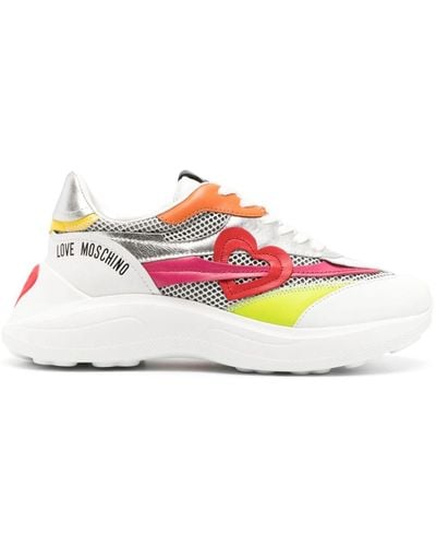 Love Moschino Colour-block Panelled Leather Sneakers - Pink