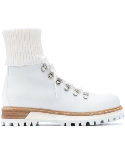 Le Silla Lace-up Leather Boots - White