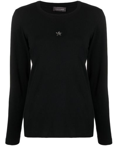 Lorena Antoniazzi stripe-trim cotton-blend hoodie - Black