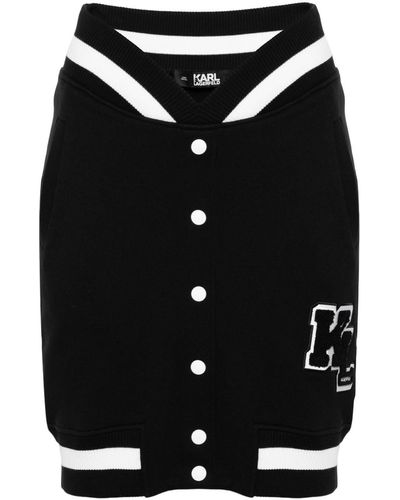 Karl Lagerfeld Jersey Mini-rok Met Geborduurd Logo - Zwart