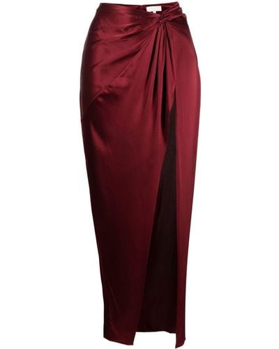 Fleur du Mal Twist-detail Silk Skirt - Red