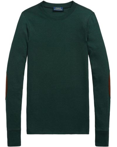 Polo Ralph Lauren Elbow-patch Crew-neck Sweatshirt - Green