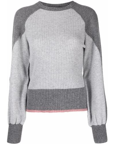Alberta Ferretti Ribbed Puff Sleeve Sweater - Gray