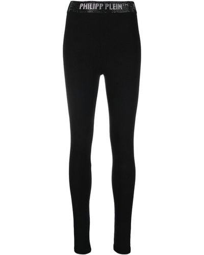 Philipp Plein Gem Logo-waistband leggings - Black