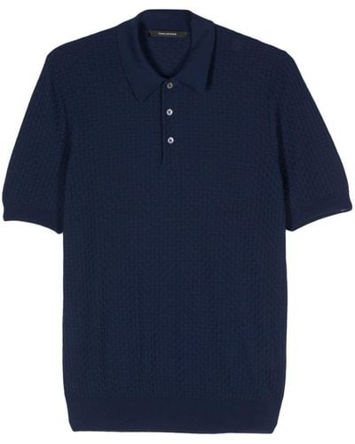 Tagliatore Pratt Interwoven Cotton Polo Shirt - Blue