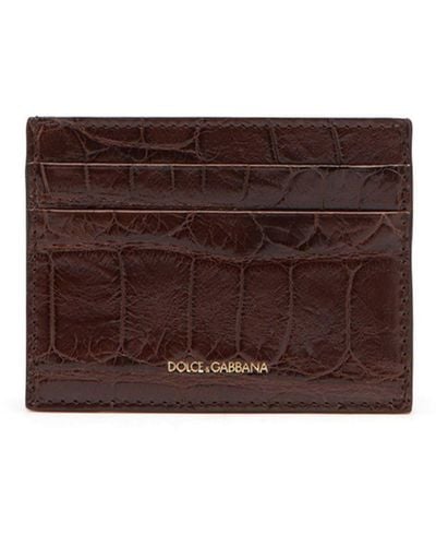 Dolce & Gabbana Porte-cartes en cuir à logo - Marron