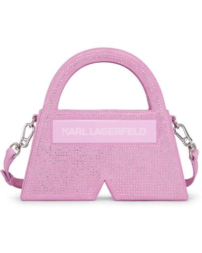 Karl Lagerfeld Small Ikon K Crystal Top-handle Bag - Pink
