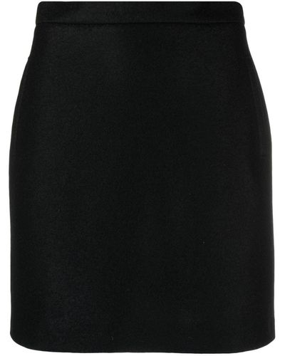 Harris Wharf London Brushed Virgin-wool Skirt - Black