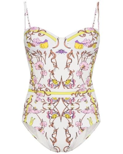 Tory Burch Graphic-print Swimsuit - White